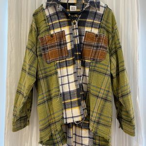 BDG Kaden Mixed Plaid Button-Down Shirt